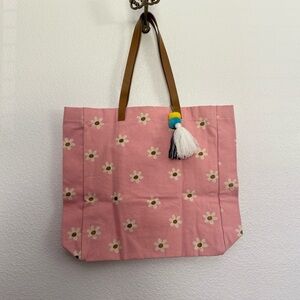Dayna Lee Pink Floral Canvas Tote Bag